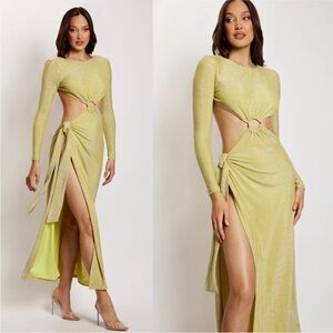 Meshki Women's Green and Yellow Dress